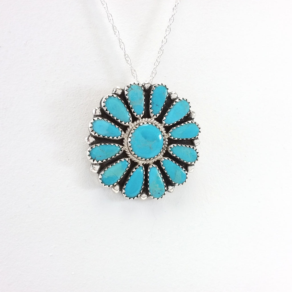 Zelda Begay turquoise sterling silver pin/pendant