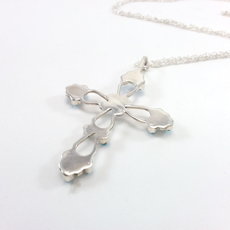 Zuni turquoise sterling silver cross pendant