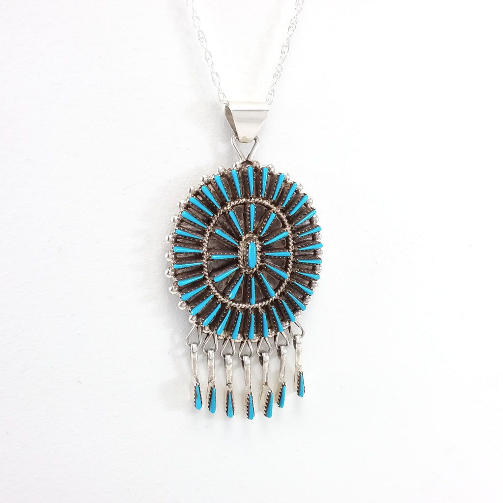 Shirley Lahi turquoise sterling silver pendant 
