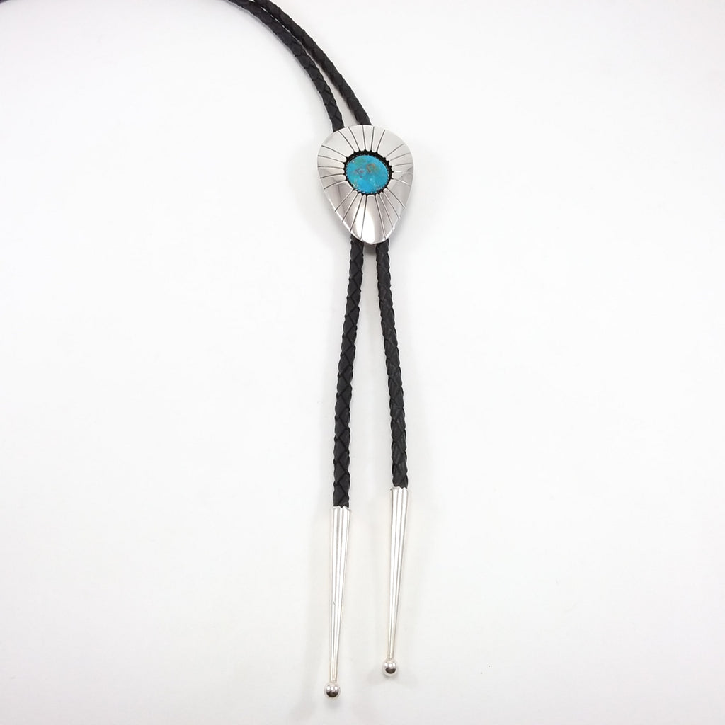 Navajo turquoise sterling silver bolo tie.