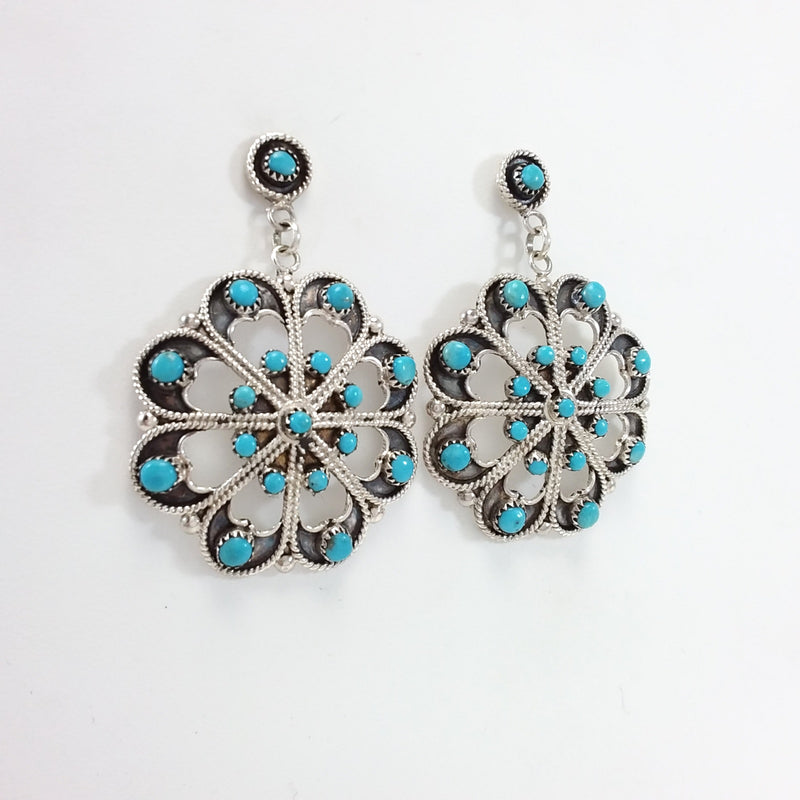 Zuni turquoise sterling silver earrings. 