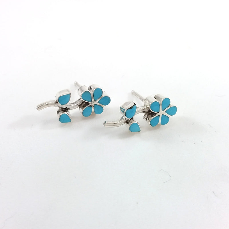 Navajo turquoise sterling silver flower post earrings.