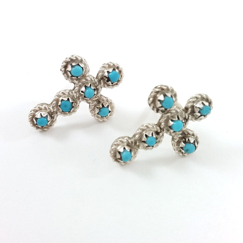 Zuni turquoise sterling silver cross earrings.