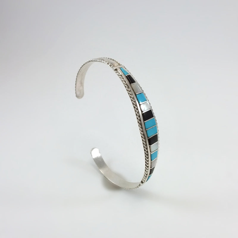 Turquoise/Jet/Pearl Inlay Bracelet