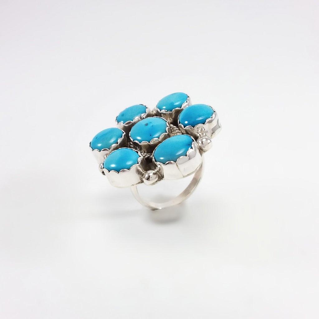 Large Turquoise Cluster Ring by Farlene Spencer