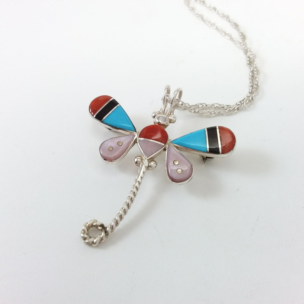 Zuni multi stone dragonfly inlay pin/pendant.