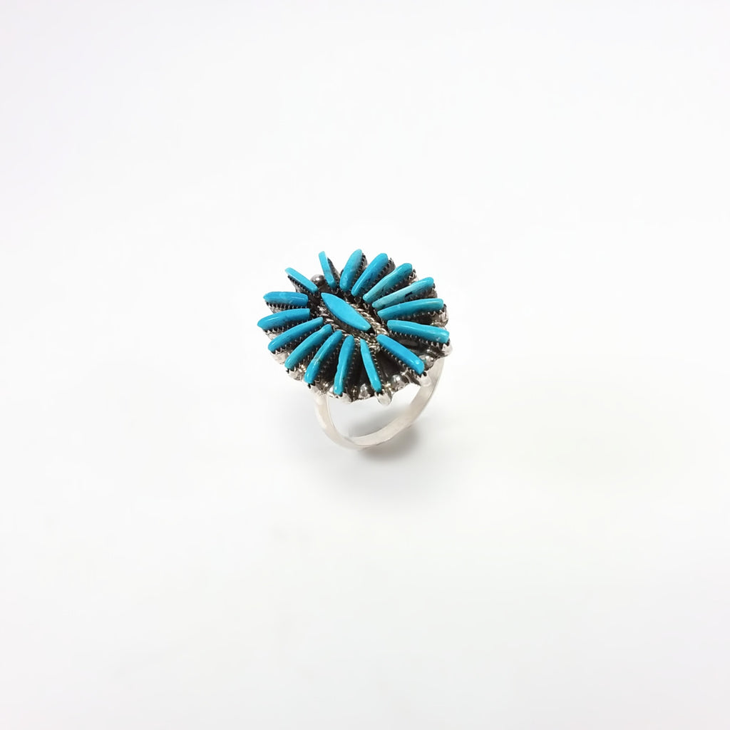 Zuni turquoise sterling silver needlepoint ring.