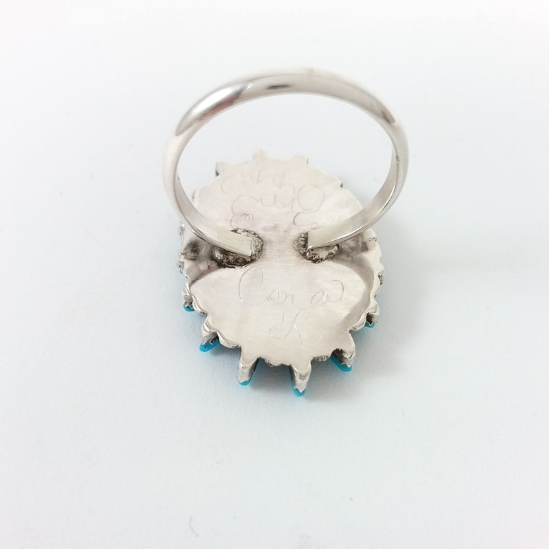 Zuni turquoise sterling silver needlepoint ring.