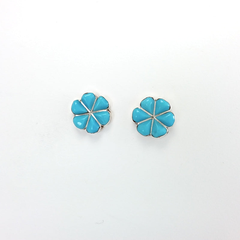 Zuni turquoise sterling silver inlay earrings.