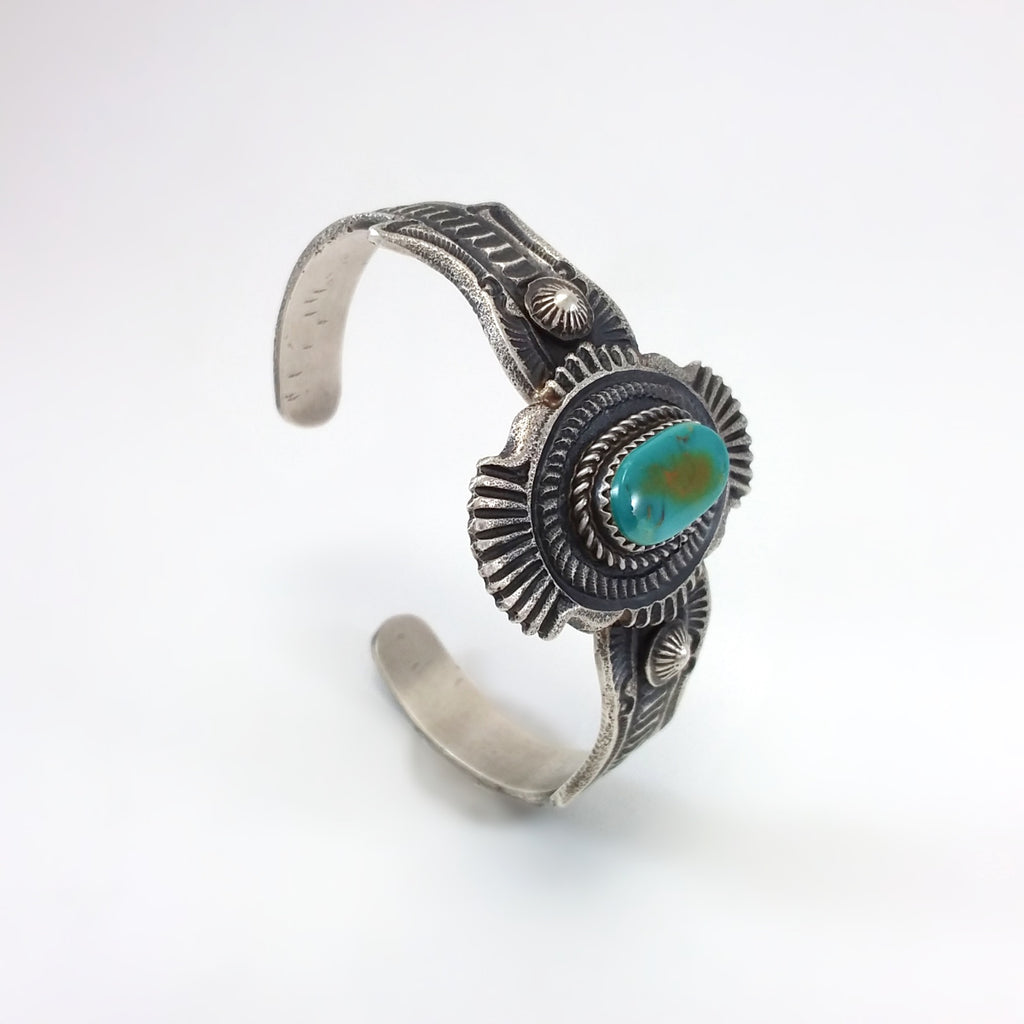 Kevin Billah Turquoise/ Silver Stamp Bracelet