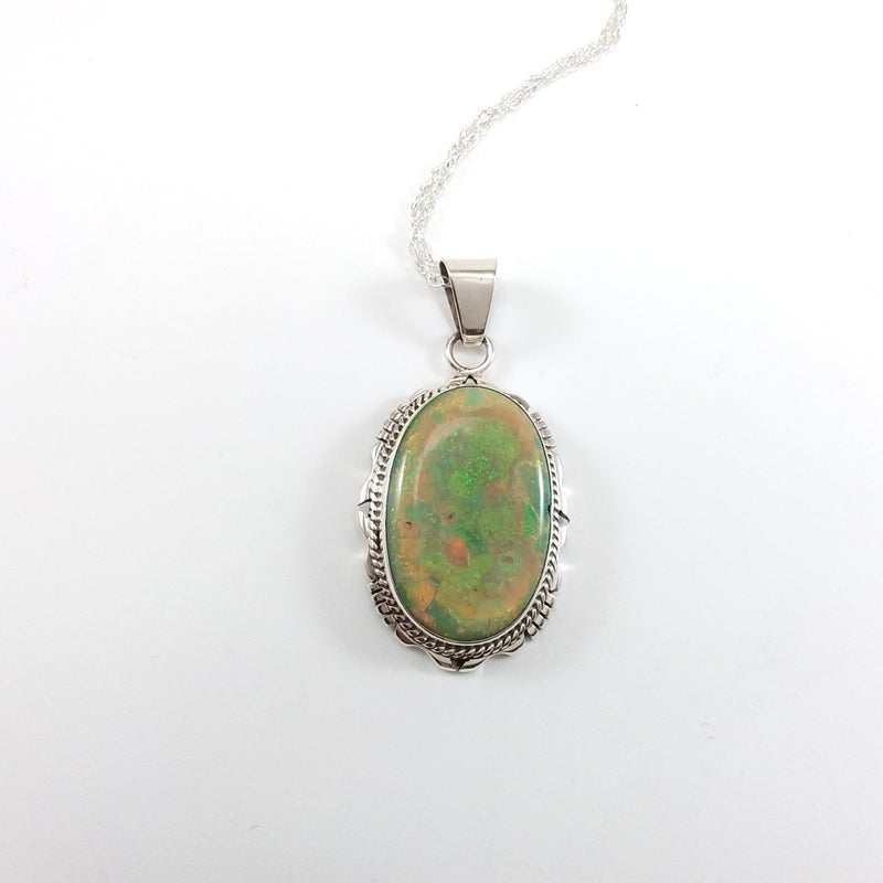 Marie Bahe Navajo opal sterling silver pendant