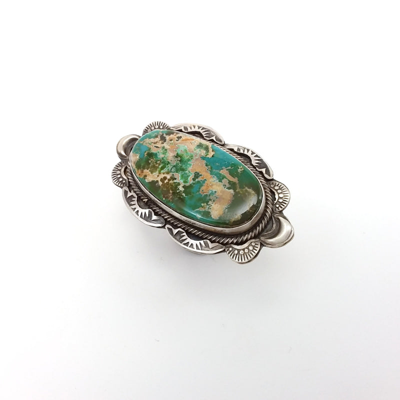 Sheila Tso Navajo green turquoise sterling silver ring.