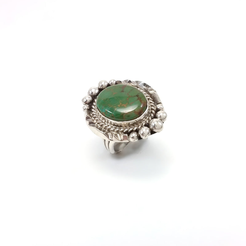Evelyn Platero Navajo turquoise sterling silver ring.