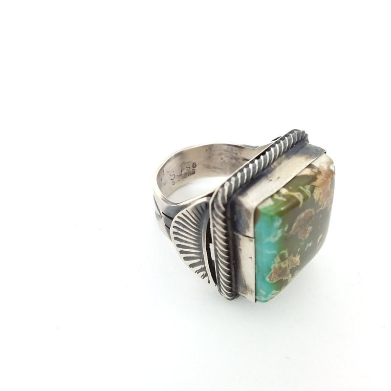 Sheila Tso Navajo green turquoise sterling silver ring.