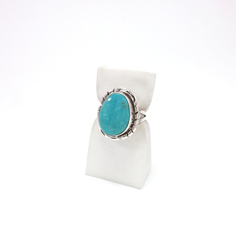 Peggy Skeets Navajo turquoise sterling silver ring.