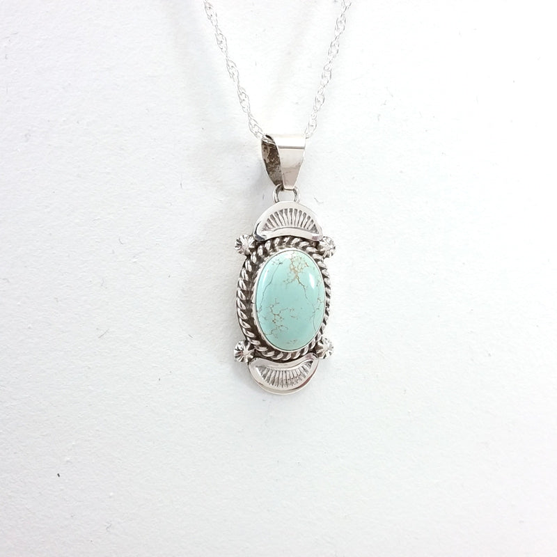 Ella Linkin Dry Creek turquoise sterling silver pendant.