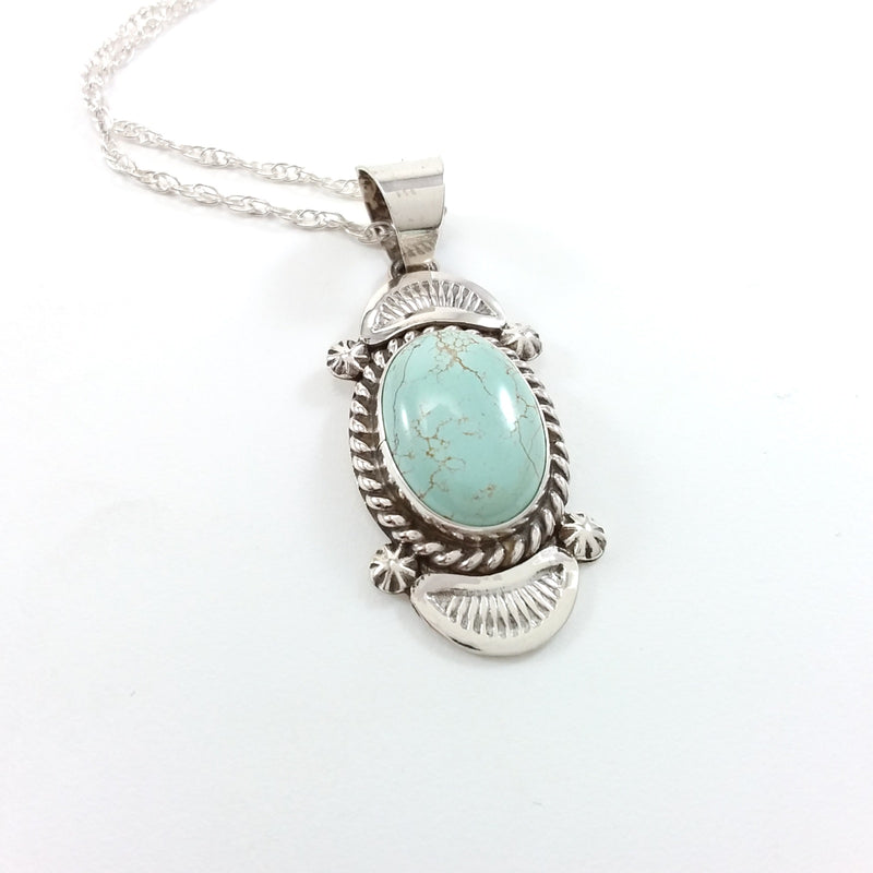 Ella Linkin Dry Creek turquoise sterling silver pendant.