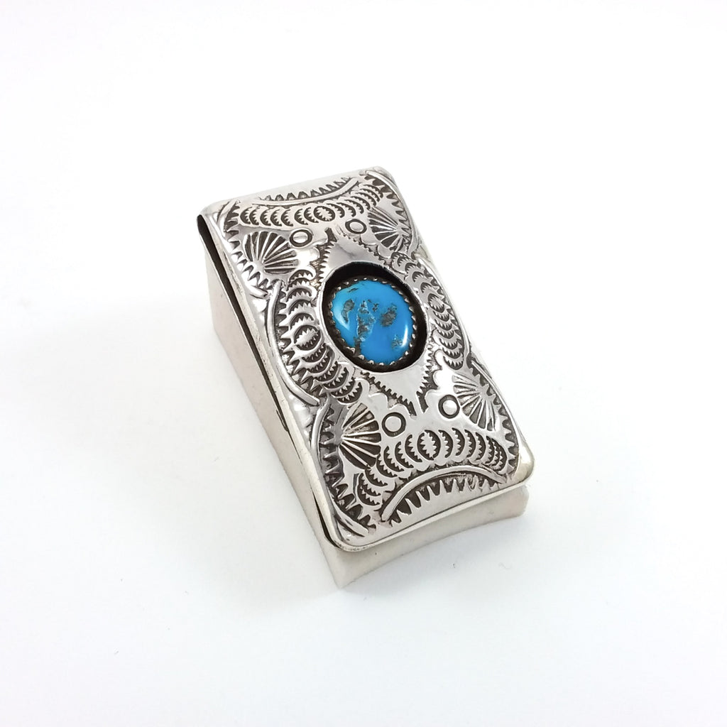 Shirley Skeets Turquoise/Silver Stamp Money Clip