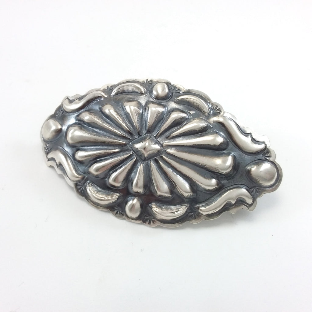 Tim Yazzie Navajo sterling silver repousse hair clip.