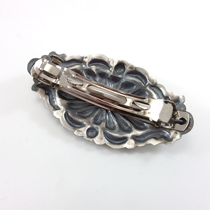 Tim Yazzie Navajo sterling silver repousse hair clip.