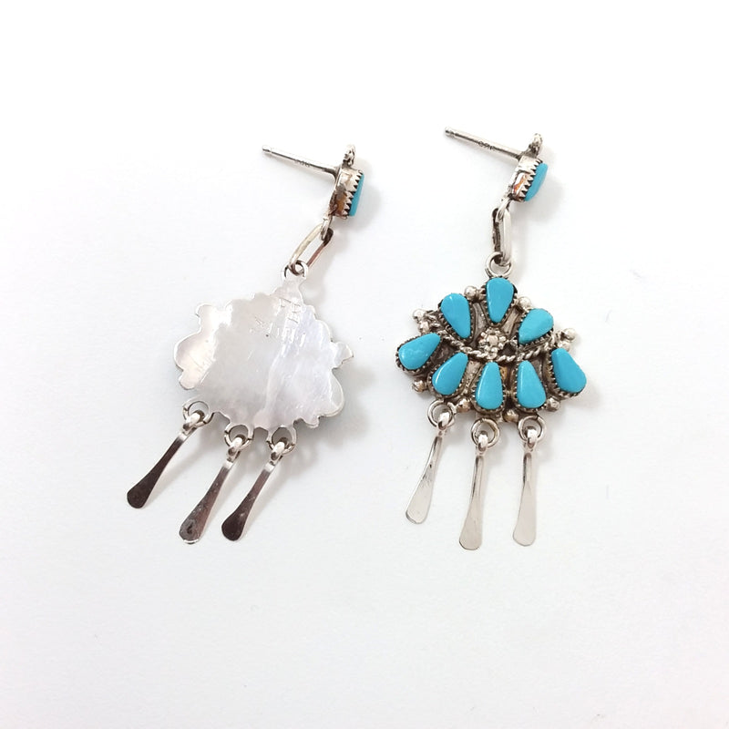 Zuni Florine Beyuka turquoise sterling silver earrings.