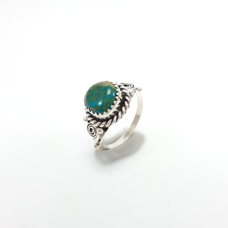 Freda Martinez Navajo green turquoise sterling silver ring. Native American Indian Jewelry size 7