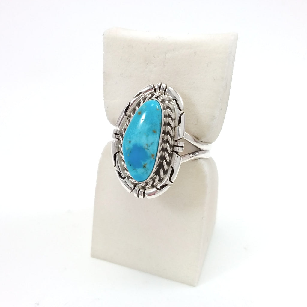 Davey Skeets Navajo Ring, Sterling Silver, Turquoise Ring, Under 50, Gift for her Size 8.5