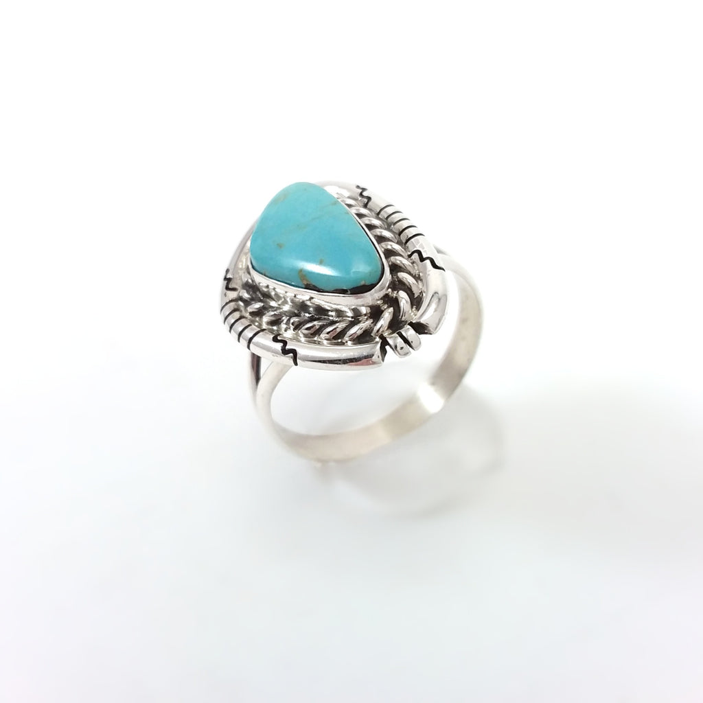 Native American Navajo Indian Jewelry, Davey Skeets Navajo Ring, Sterling Silver, Turquoise Ring, Under 50, Gift for her Size 8.5