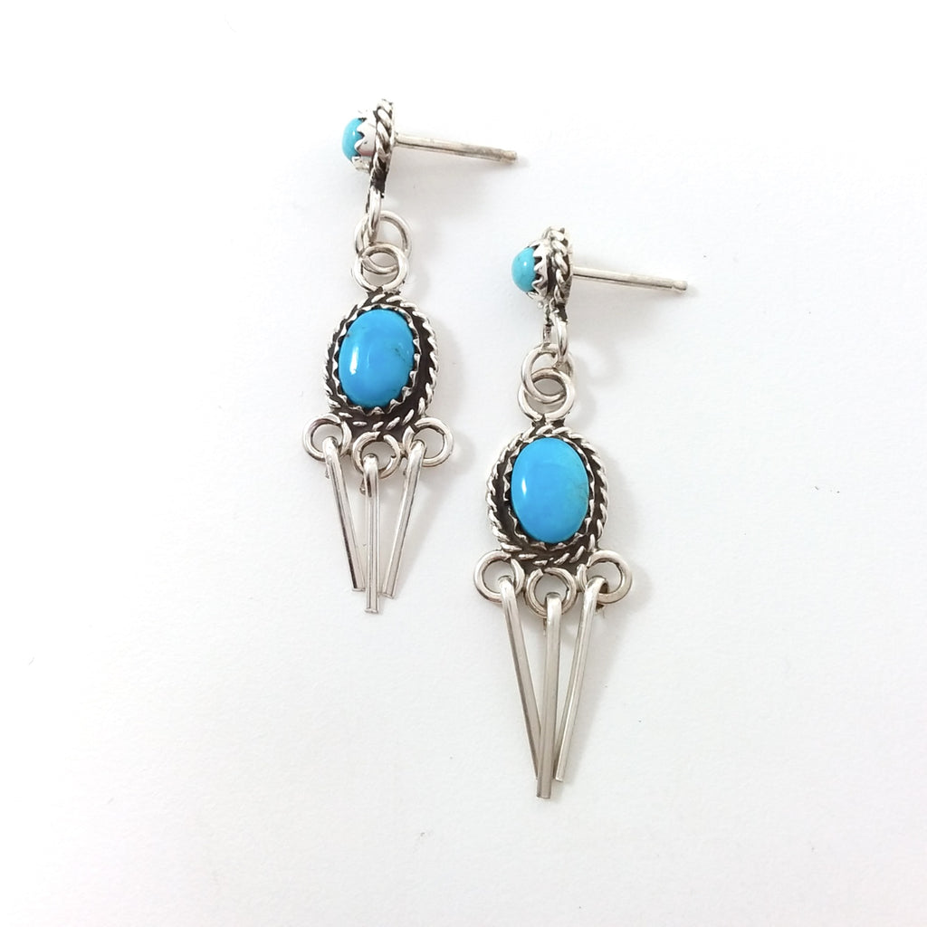 Zuni Lorraine Edaakie turquoise sterling silver earrings.