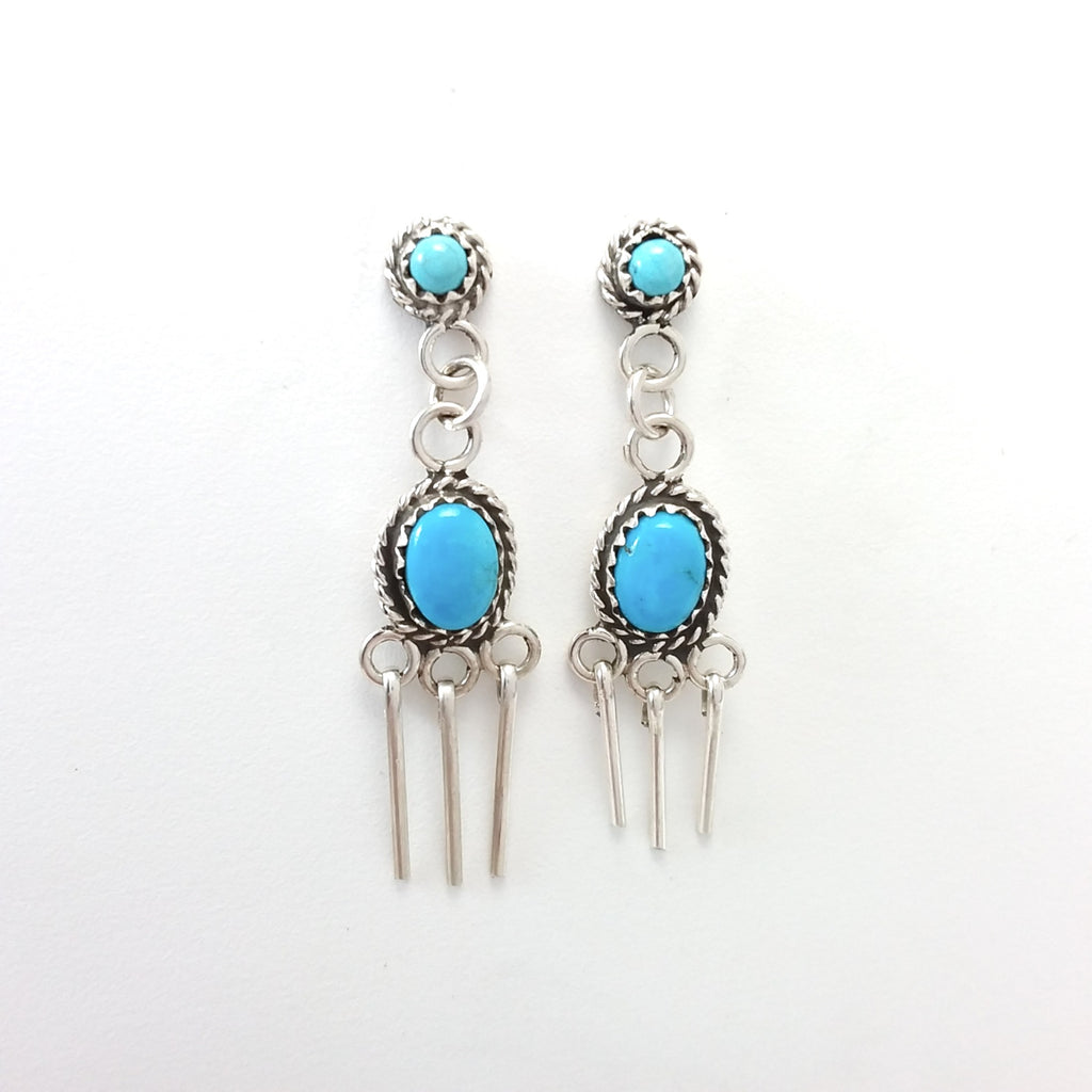 Zuni Lorraine Edaakie turquoise sterling silver earrings.
