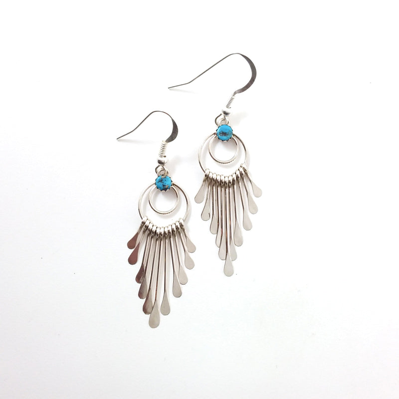 Navajo Pauline Armstrong turquoise sterling silver earrings.
