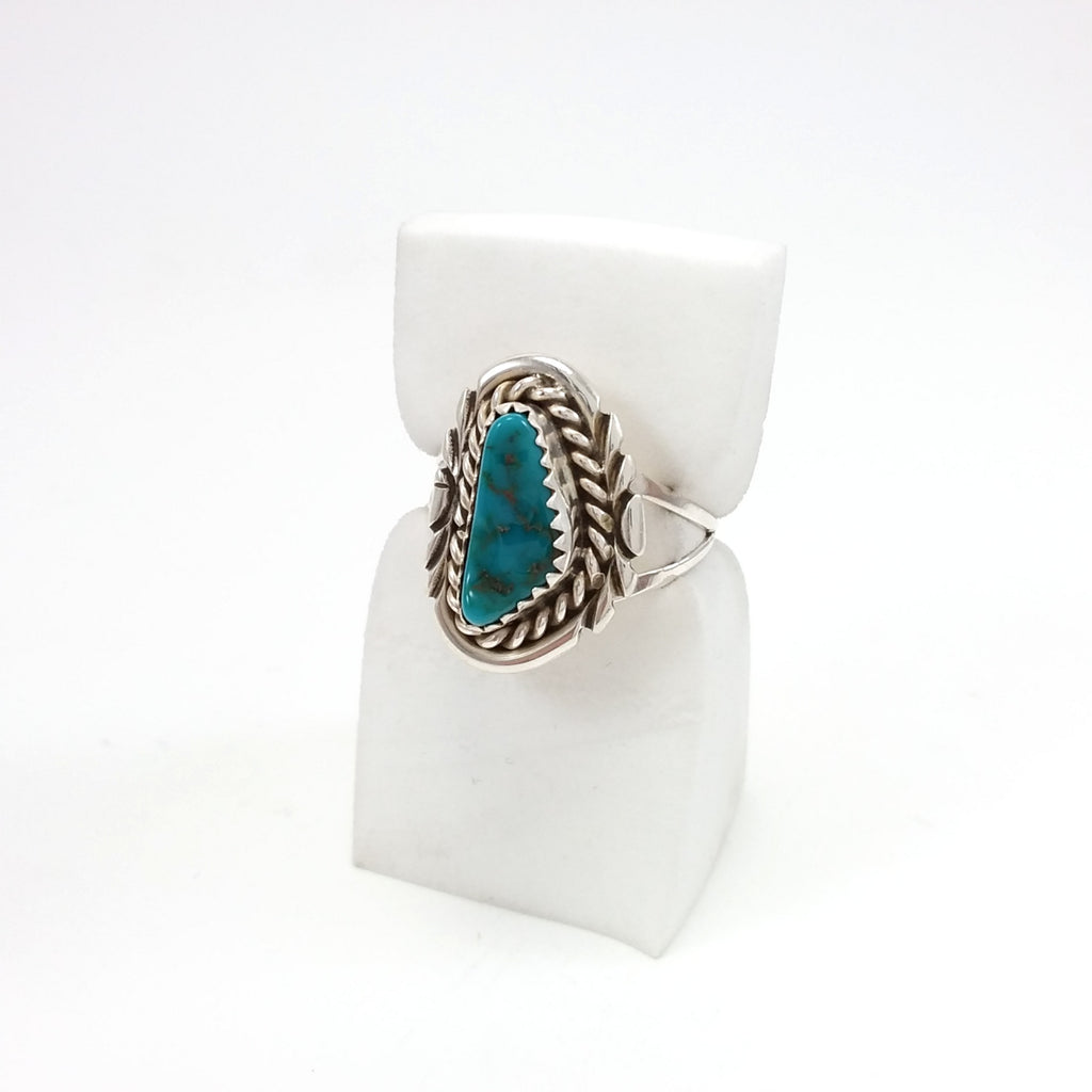 Navajo Turquoise Ring Small turquoise ring under 50, Native American Indian Jewelry 8.5, Sterling Silver