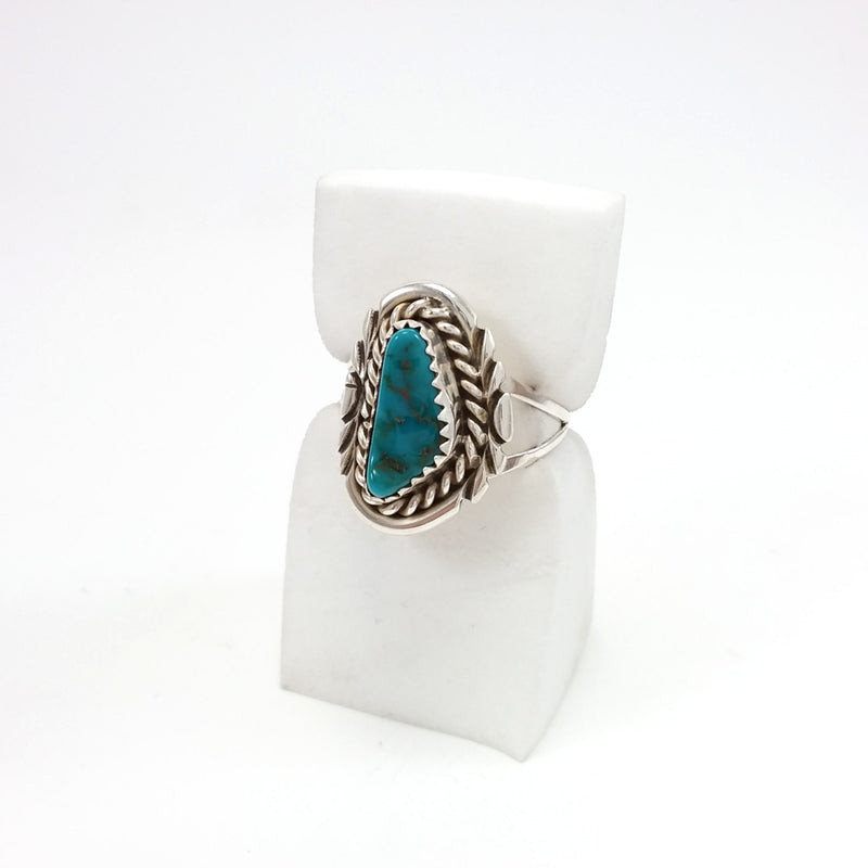 Navajo Turquoise Ring Small turquoise ring under 50, Native American Indian Jewelry 8.5, Sterling Silver