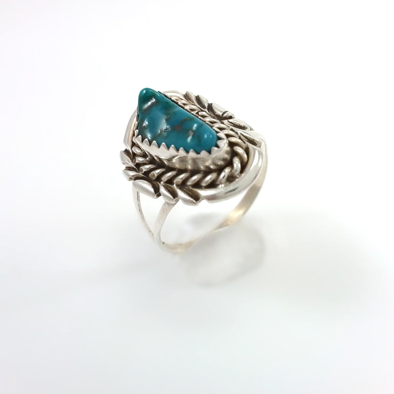 Navajo Turquoise Ring Small turquoise ring under 50, Native American Indian Jewelry 8.5, Sterling Silve
