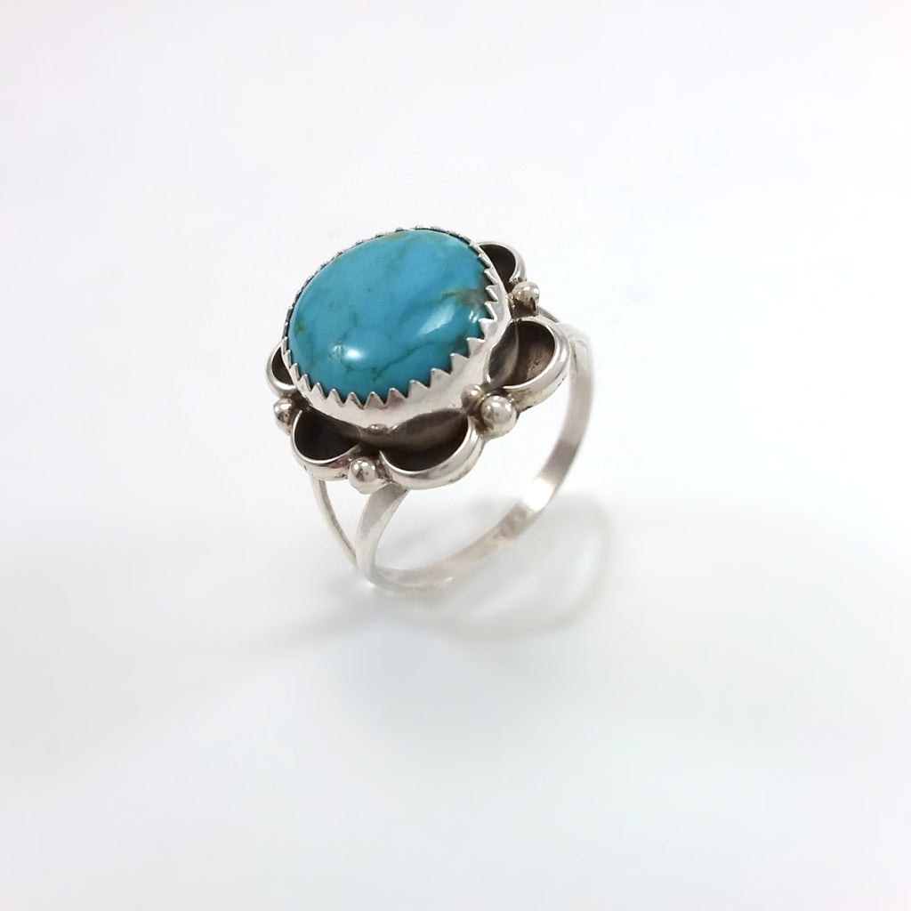 Flower Turquoise Ring by Freda Martinez