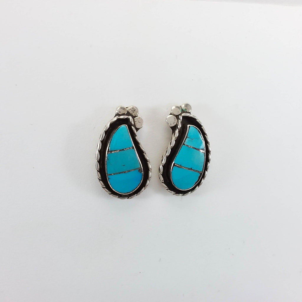 Janice Lanjose turquoise sterling silver inlay earrings.