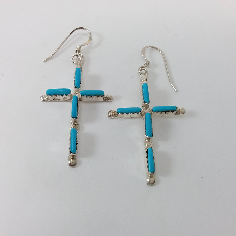 Jaylene Bellson turquoise sterling silver cross earrings.