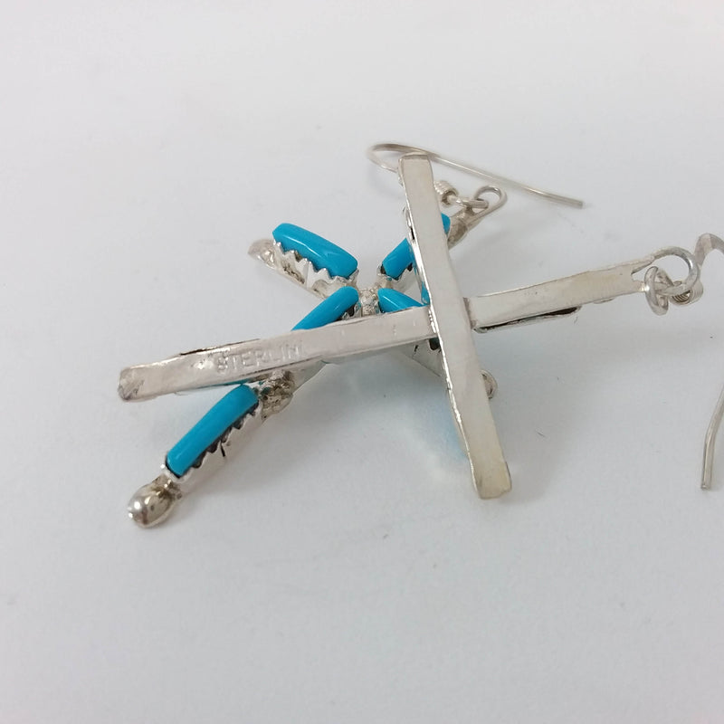 Jaylene Bellson turquoise sterling silver cross earrings.