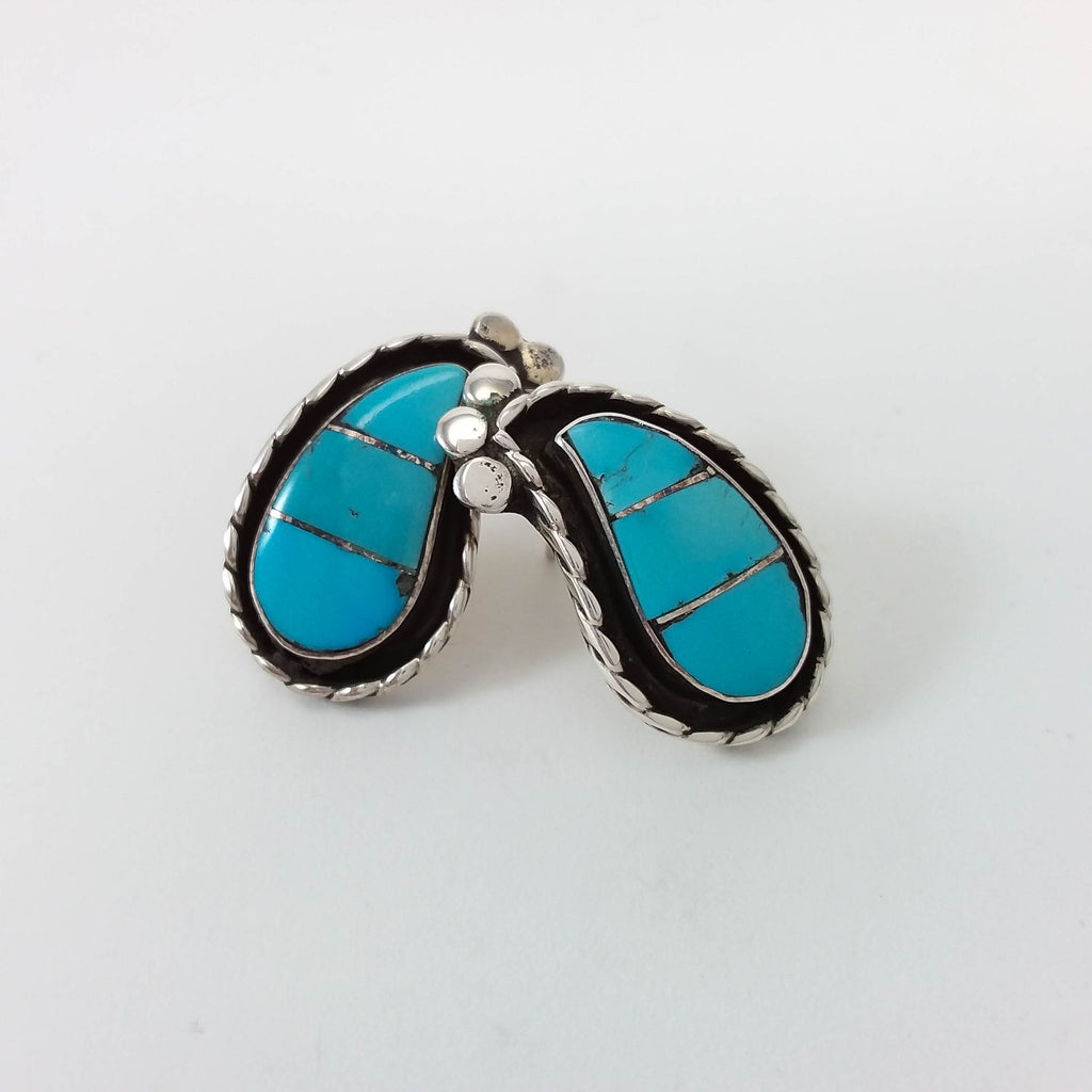 Janice Lanjose turquoise sterling silver inlay earrings.