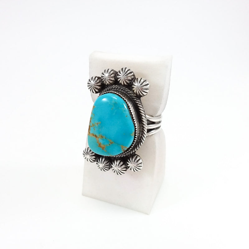 Blue Turquoise Ring by Leon Martinez