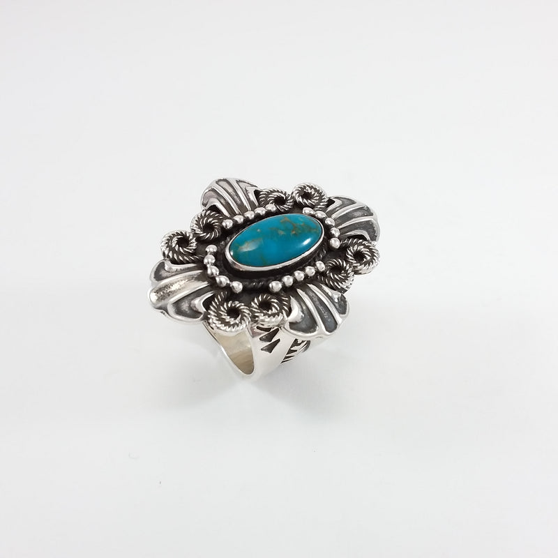 Darrell Codman Navajo turquoise sterling silver ring.