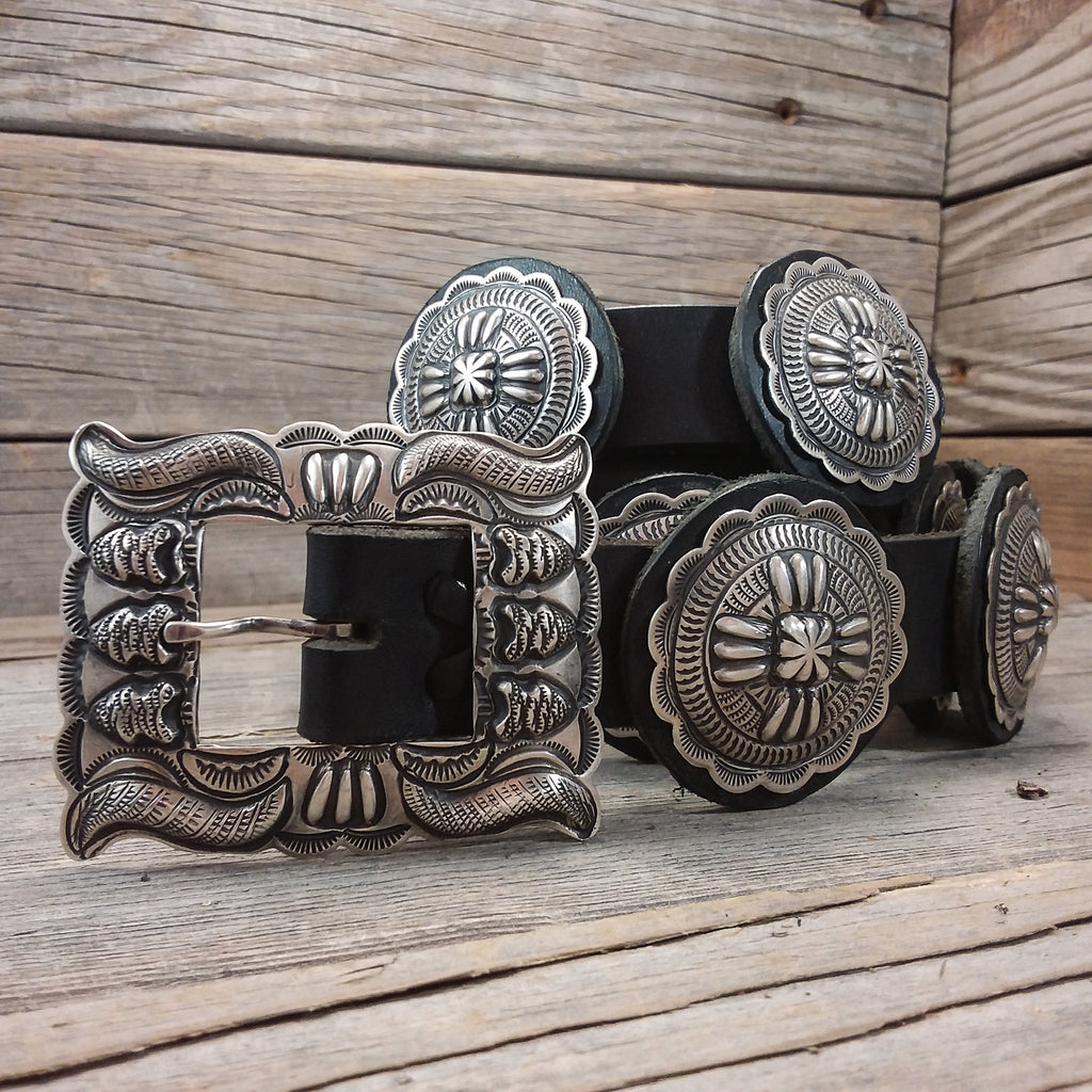Silver Stamp Concho Belt by Two Dogs