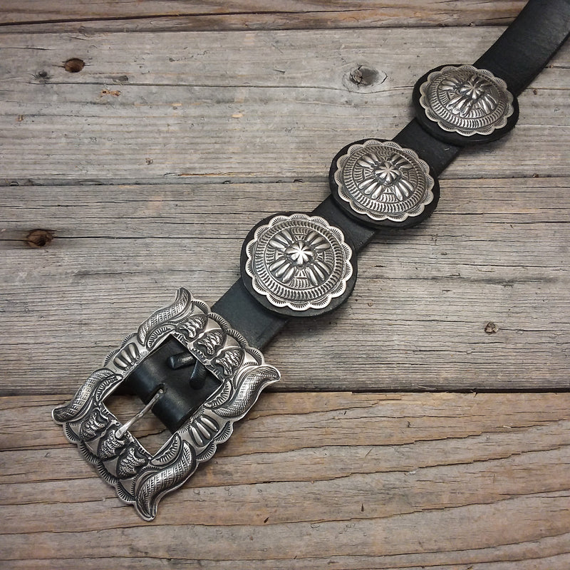 Silver Stamp Concho Belt by Two Dogs