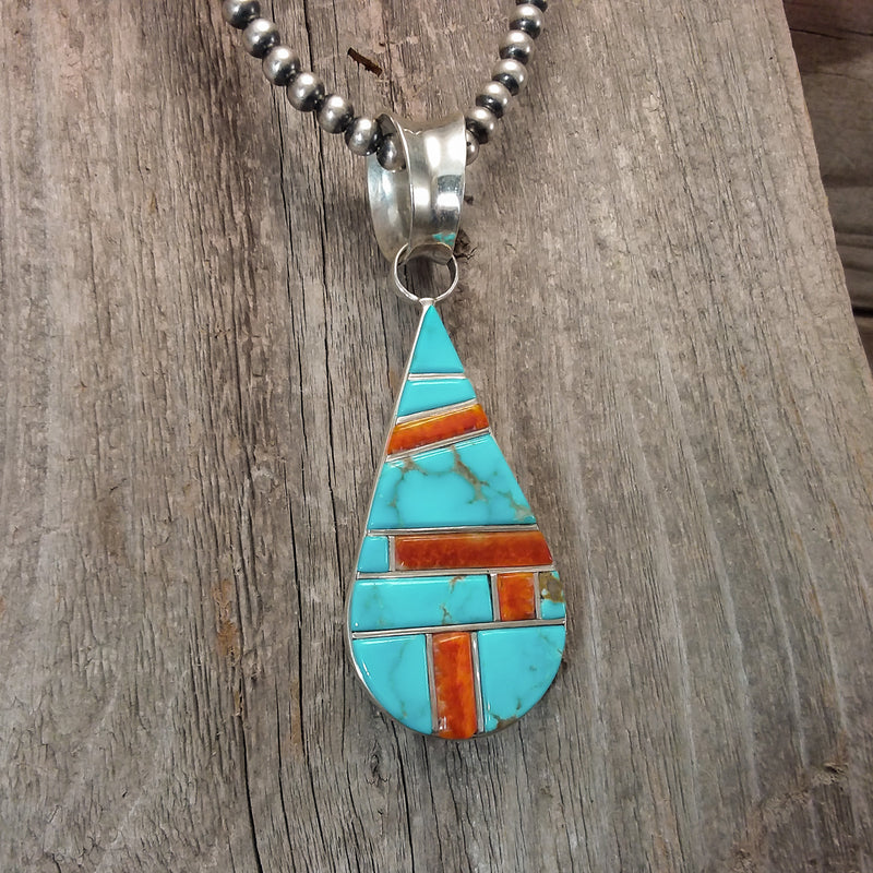 Turquoise/Spiney Oyster Pendant By Ervin Tsosie