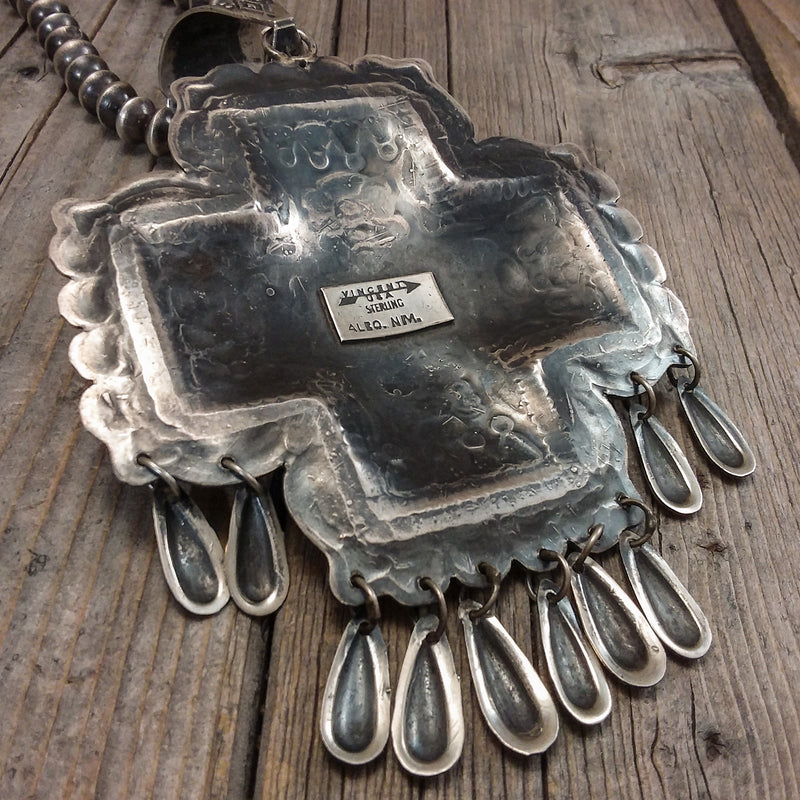 Silver Stamp Cross Pendant By Vincent J. Platero