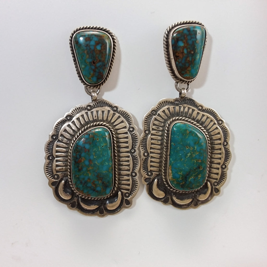 Green Turquoise Earrings By Darryl Becenti