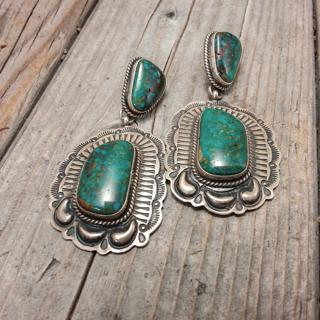 Green Turquoise Earrings By Darryl Becenti