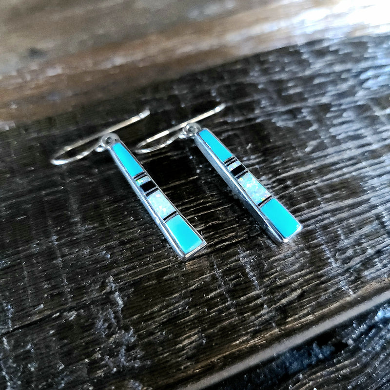 Turquoise | Opal | Sterling Silver - Native American Indian | Navajo - Earrings