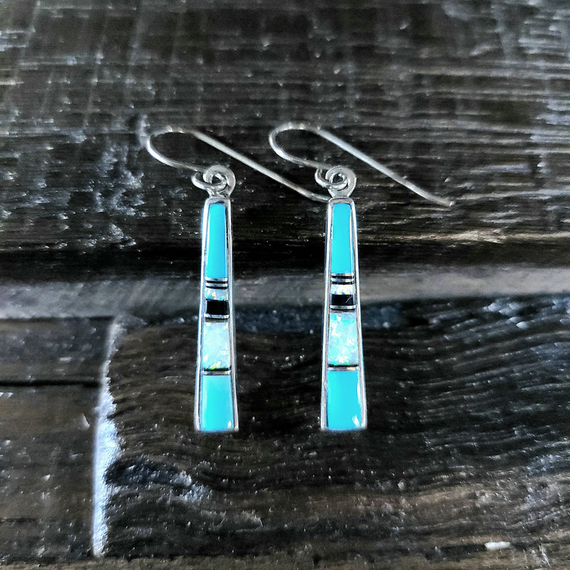 Turquoise | Opal | Sterling Silver - Native American Indian | Navajo - Earrings