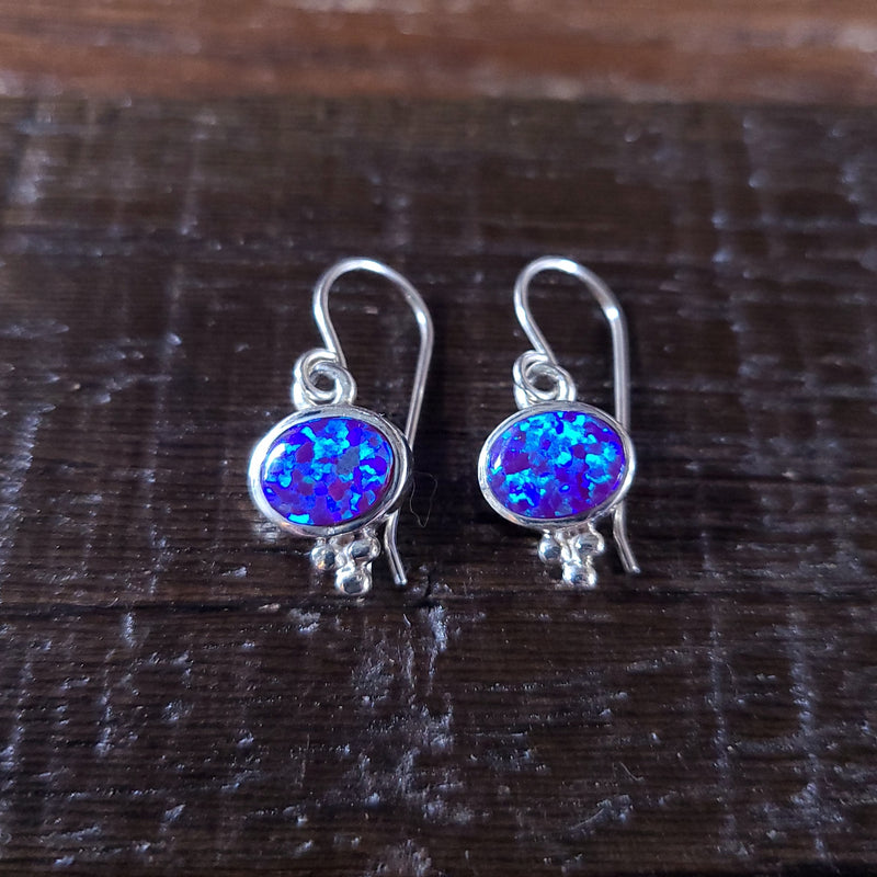 Purple Opal | Sterling Silver - Navajo | Native American Indian - Earrings